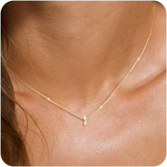 14K Gold Plated Initial Necklace for Women - Dainty Personalized Charm Jewelry - Picture 1 of 8